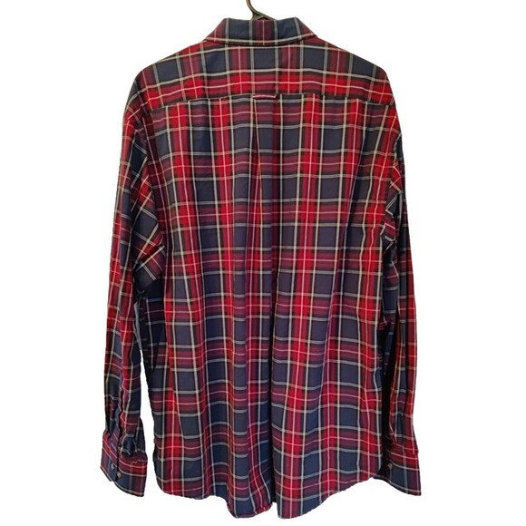 IZOD Men's Red Blue Plaid Long Sleeve Button Down Shirt XL - Picture 2 of 5